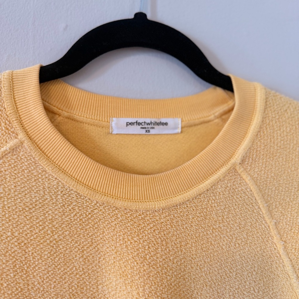 perfectwhitetee Ziggy Textured Inside Out Crewneck Sweater - Yellow - XS - Picture 4 of 6